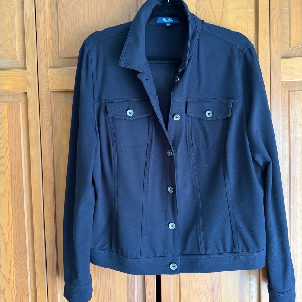 KELLY Dark Navy Button-Front Jean Jacket